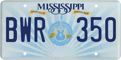 MS license plate BWR350