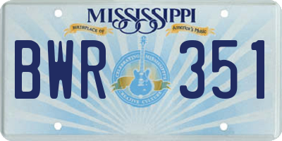 MS license plate BWR351