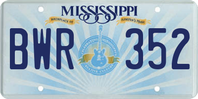 MS license plate BWR352