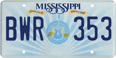 MS license plate BWR353