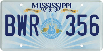 MS license plate BWR356