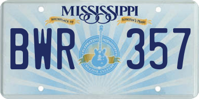 MS license plate BWR357