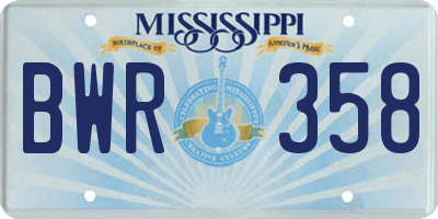 MS license plate BWR358