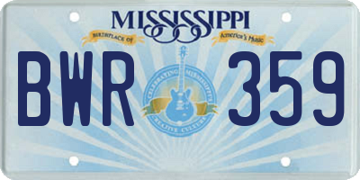 MS license plate BWR359