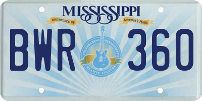 MS license plate BWR360