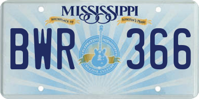 MS license plate BWR366
