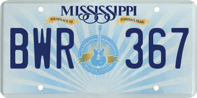 MS license plate BWR367