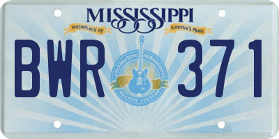 MS license plate BWR371