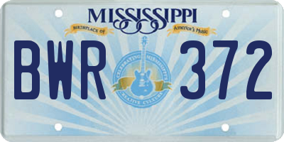 MS license plate BWR372