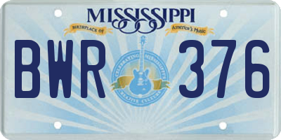 MS license plate BWR376