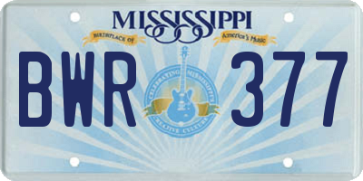 MS license plate BWR377
