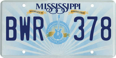 MS license plate BWR378