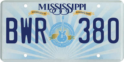 MS license plate BWR380