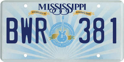 MS license plate BWR381