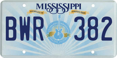 MS license plate BWR382