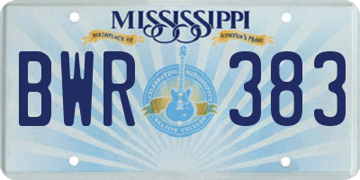 MS license plate BWR383