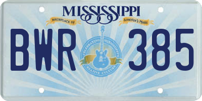 MS license plate BWR385