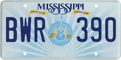 MS license plate BWR390