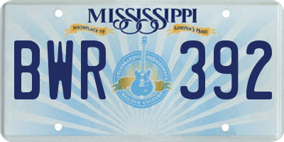 MS license plate BWR392