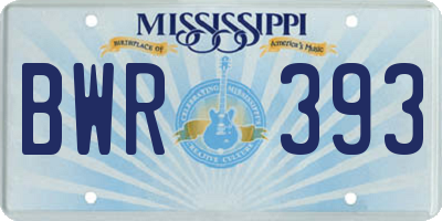 MS license plate BWR393
