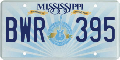 MS license plate BWR395