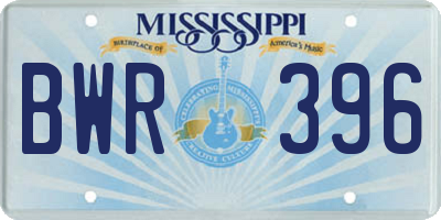 MS license plate BWR396