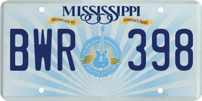 MS license plate BWR398