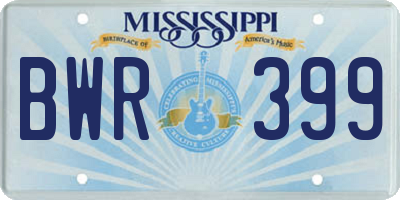 MS license plate BWR399