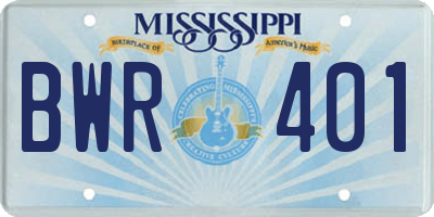MS license plate BWR401