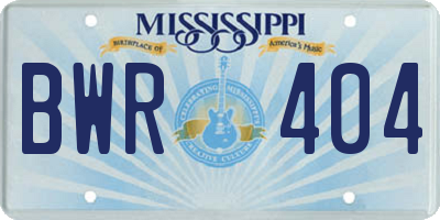 MS license plate BWR404