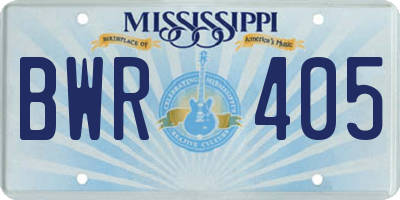 MS license plate BWR405