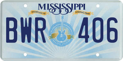MS license plate BWR406