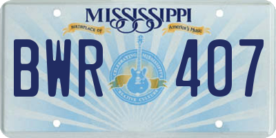 MS license plate BWR407