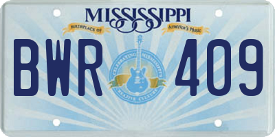 MS license plate BWR409