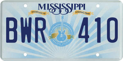 MS license plate BWR410