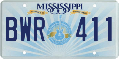 MS license plate BWR411