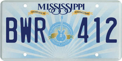 MS license plate BWR412