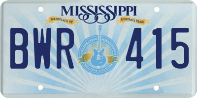 MS license plate BWR415
