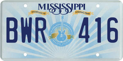 MS license plate BWR416