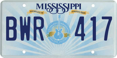 MS license plate BWR417