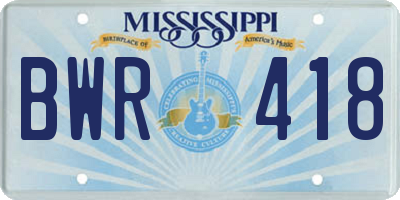 MS license plate BWR418