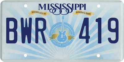 MS license plate BWR419