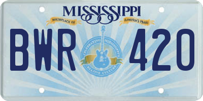 MS license plate BWR420