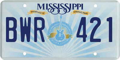 MS license plate BWR421