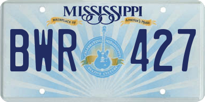 MS license plate BWR427