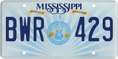 MS license plate BWR429