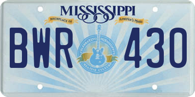MS license plate BWR430