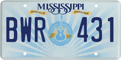 MS license plate BWR431