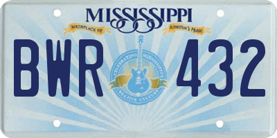 MS license plate BWR432