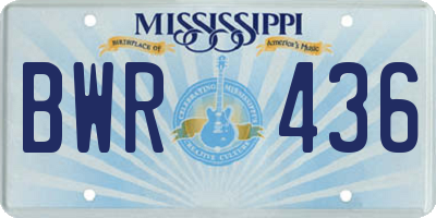 MS license plate BWR436
